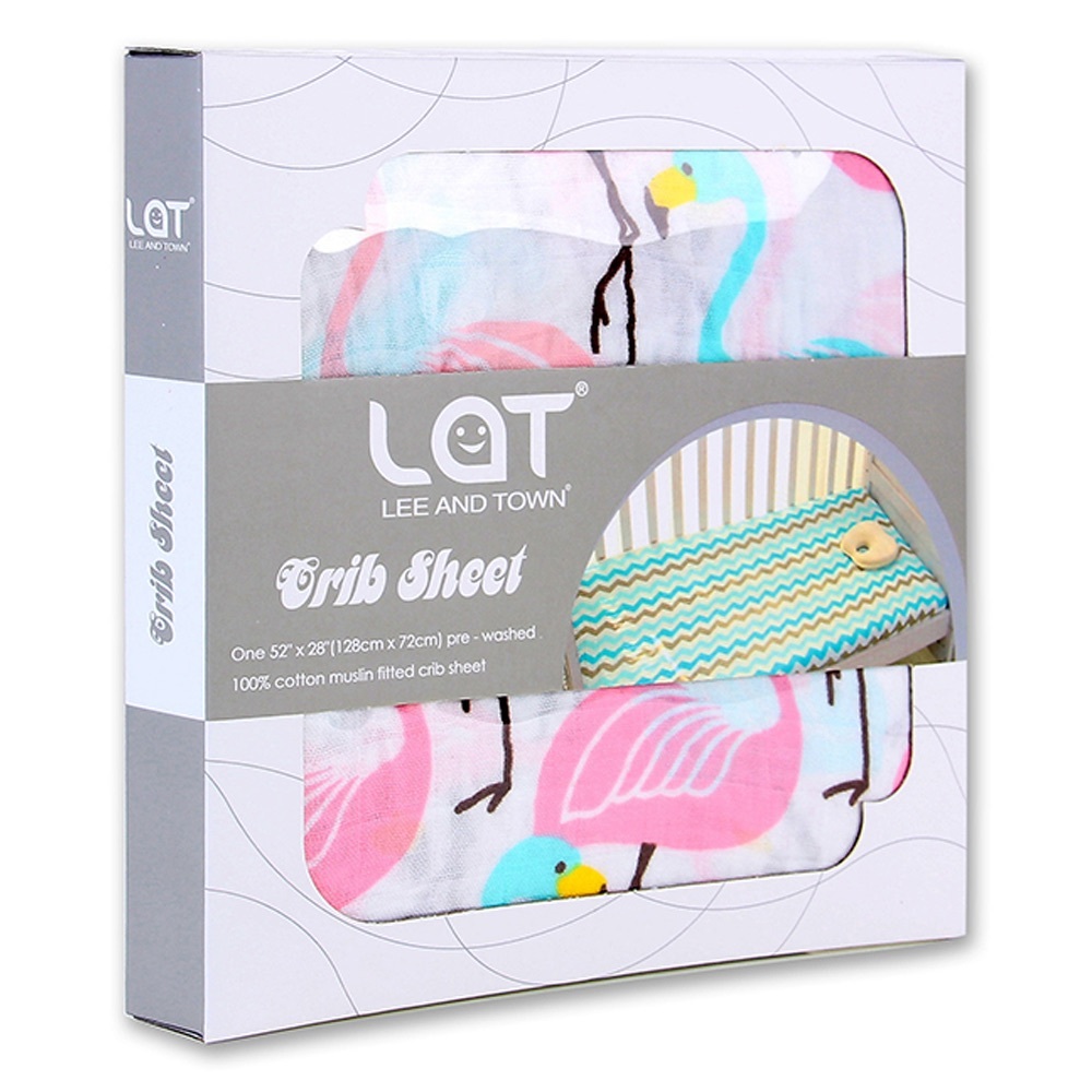 Muslin Fitted Crib Sheet-Flamingo-100% Cotton-NIB